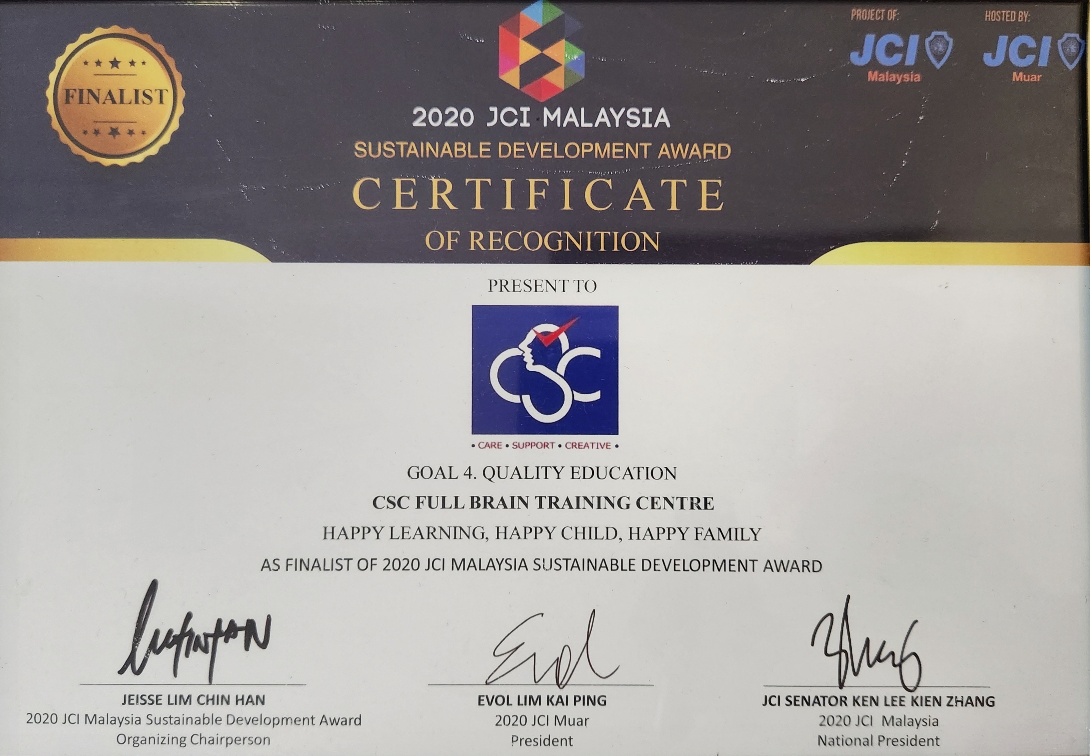 Certificate of Quality Education